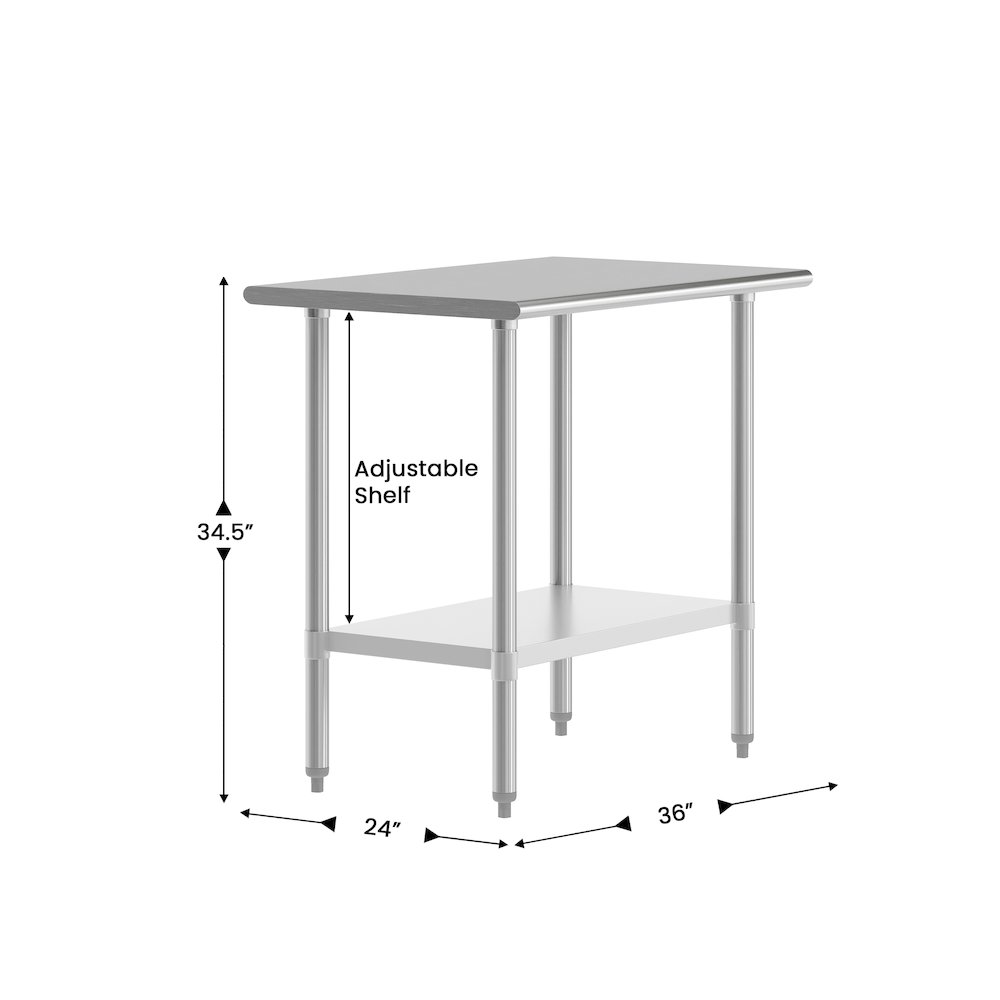 24x36 Portable Prep and Work Table with Top Shelf and Adjustable Undershelf. Picture 4