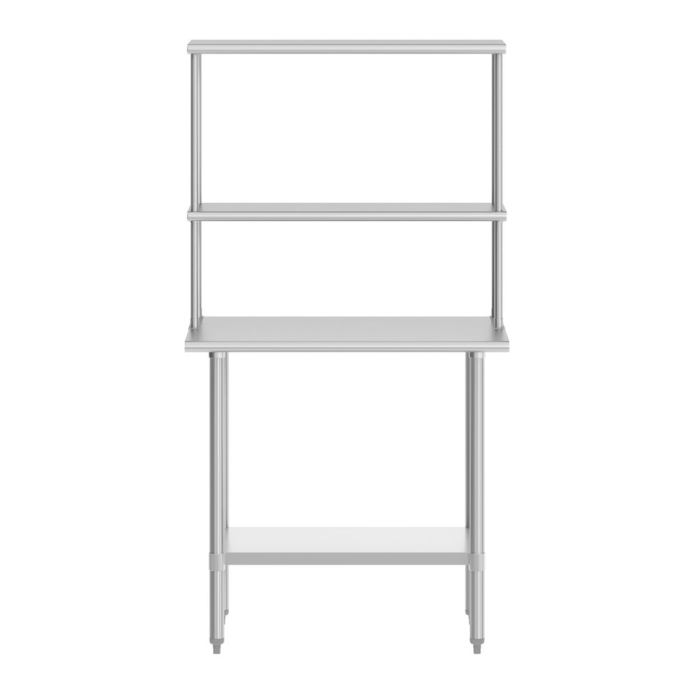 24x36 Portable Prep, Work Table with Top Shelf, Double Overshelves, Undershelf. Picture 8