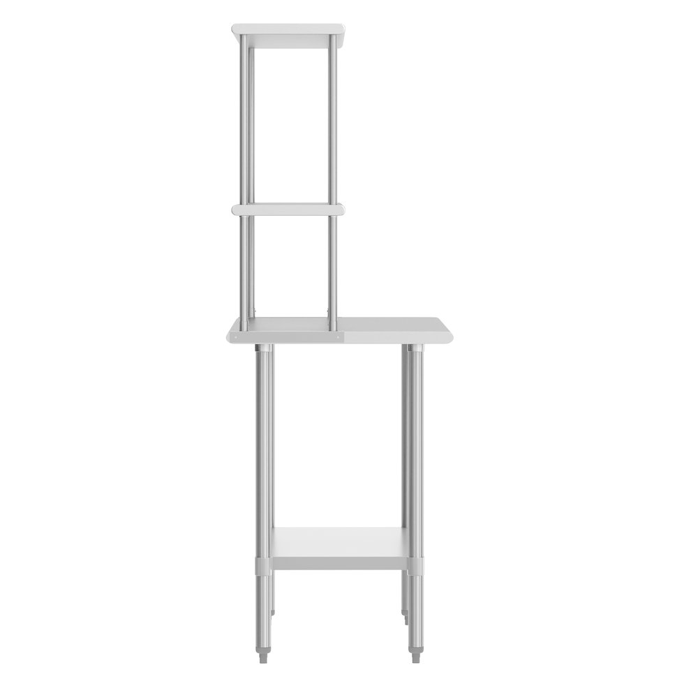 24x36 Portable Prep, Work Table with Top Shelf, Double Overshelves, Undershelf. Picture 7