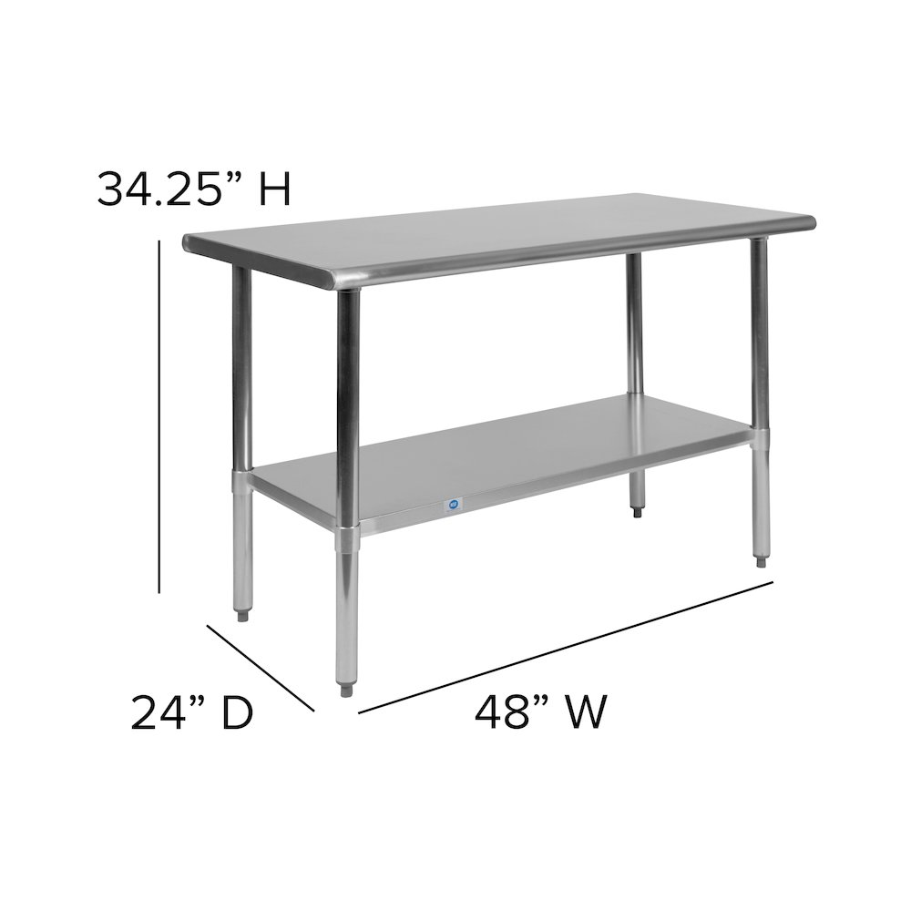 Stainless Steel 18  Gauge Prep and Work Table with Undershelf. Picture 6