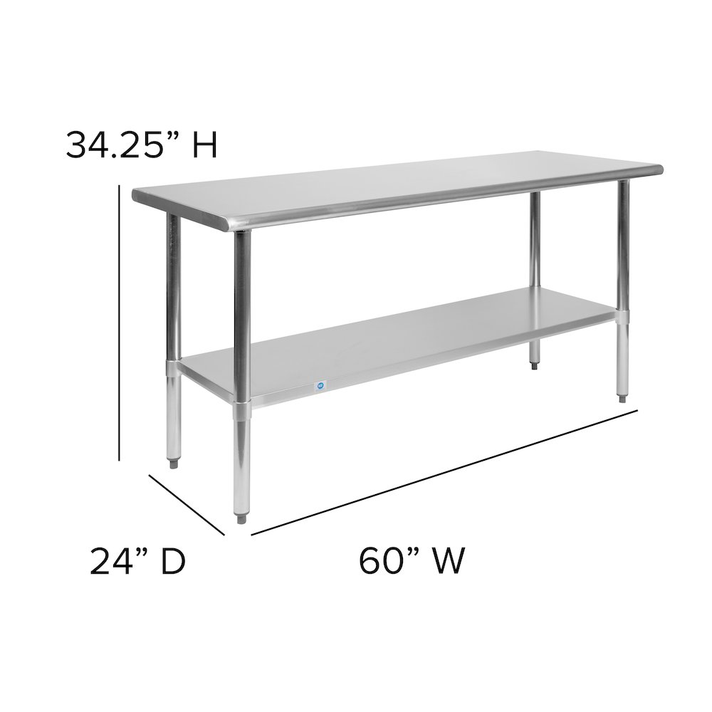 Stainless Steel 18  Gauge Prep and Work Table with Undershelf. Picture 6