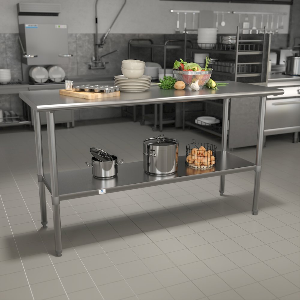 Stainless Steel 18  Gauge Prep and Work Table with Undershelf. Picture 2