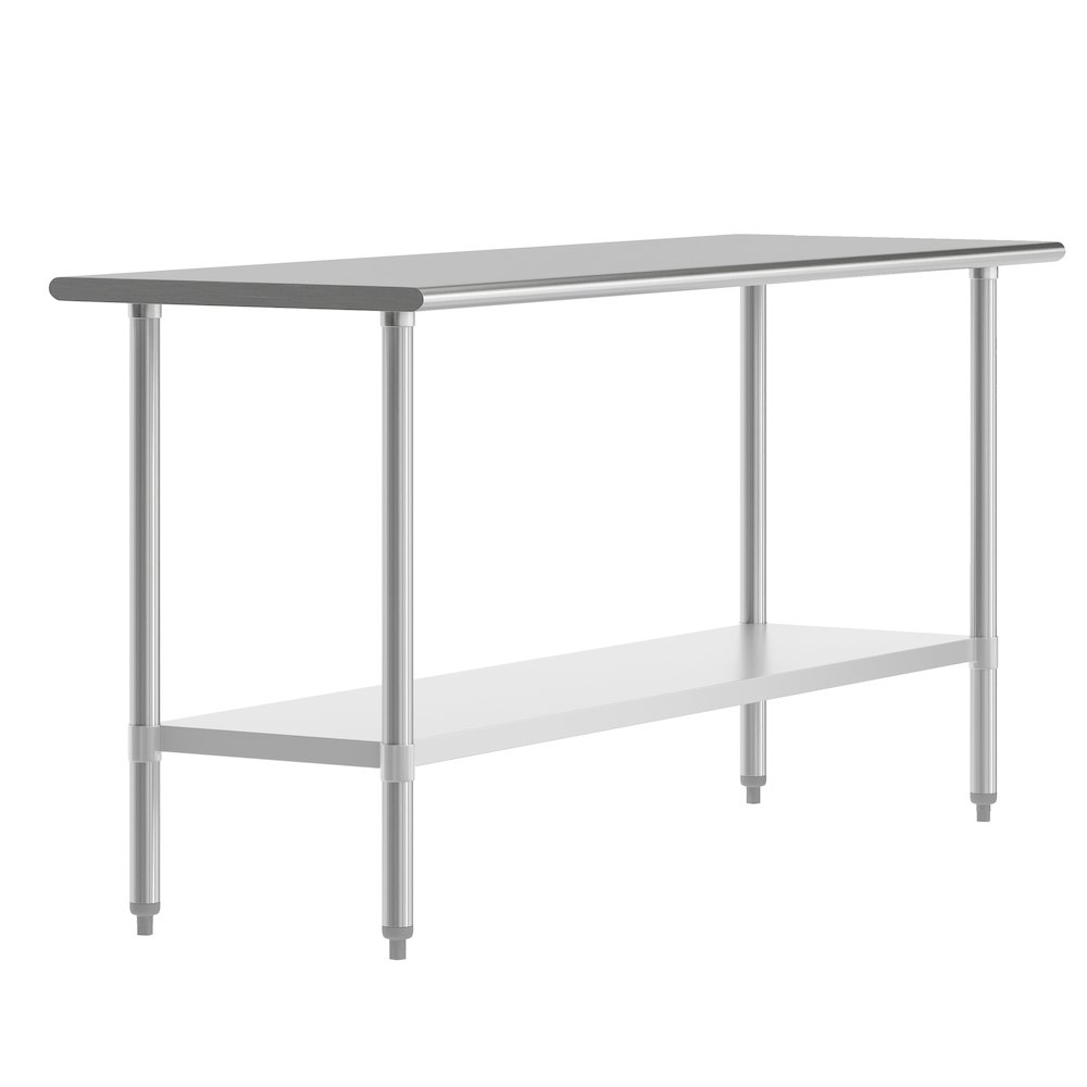 24x72 Portable Prep and Work Table with Top Shelf and Adjustable Undershelf. Picture 1