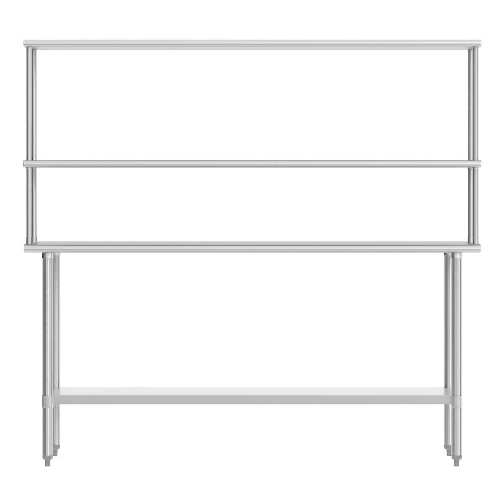 24x72 Portable Prep, Work Table with Top Shelf, Double Overshelves, Undershelf. Picture 5