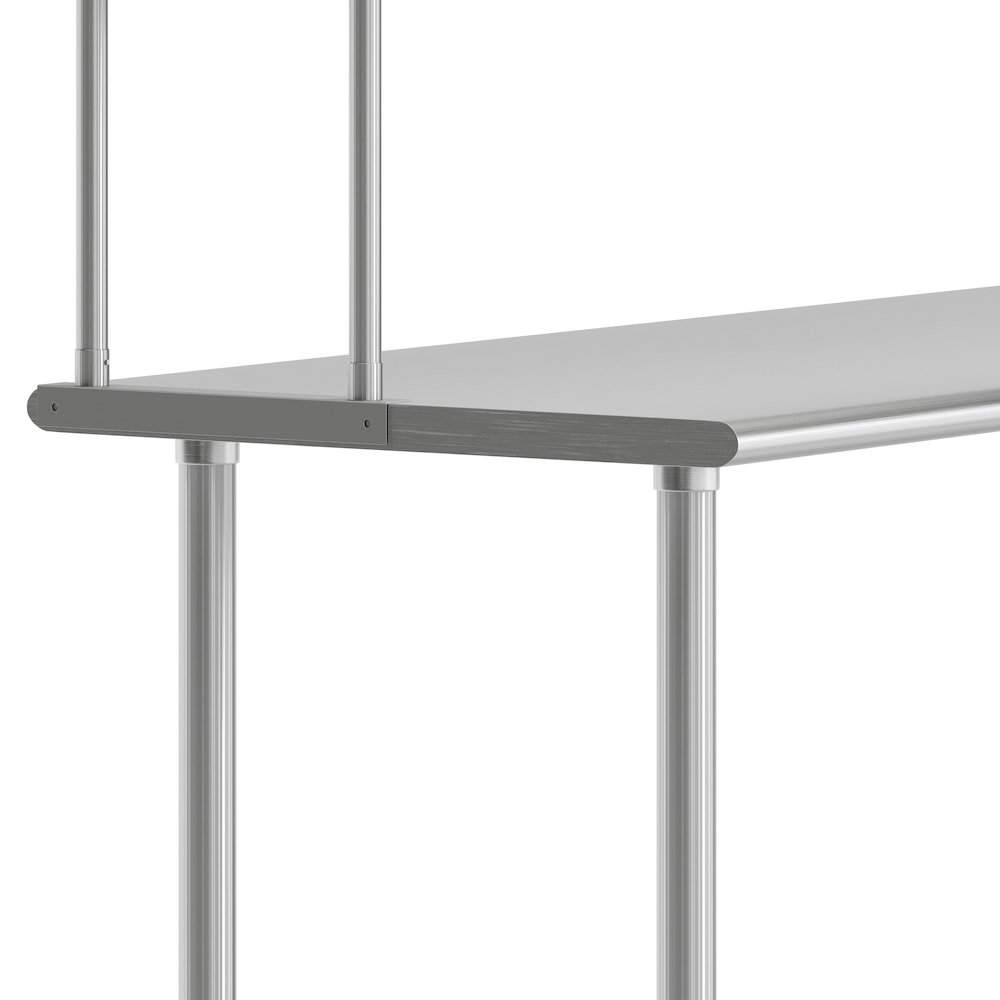 24x72 Portable Prep, Work Table with Top Shelf, Double Overshelves, Undershelf. Picture 6