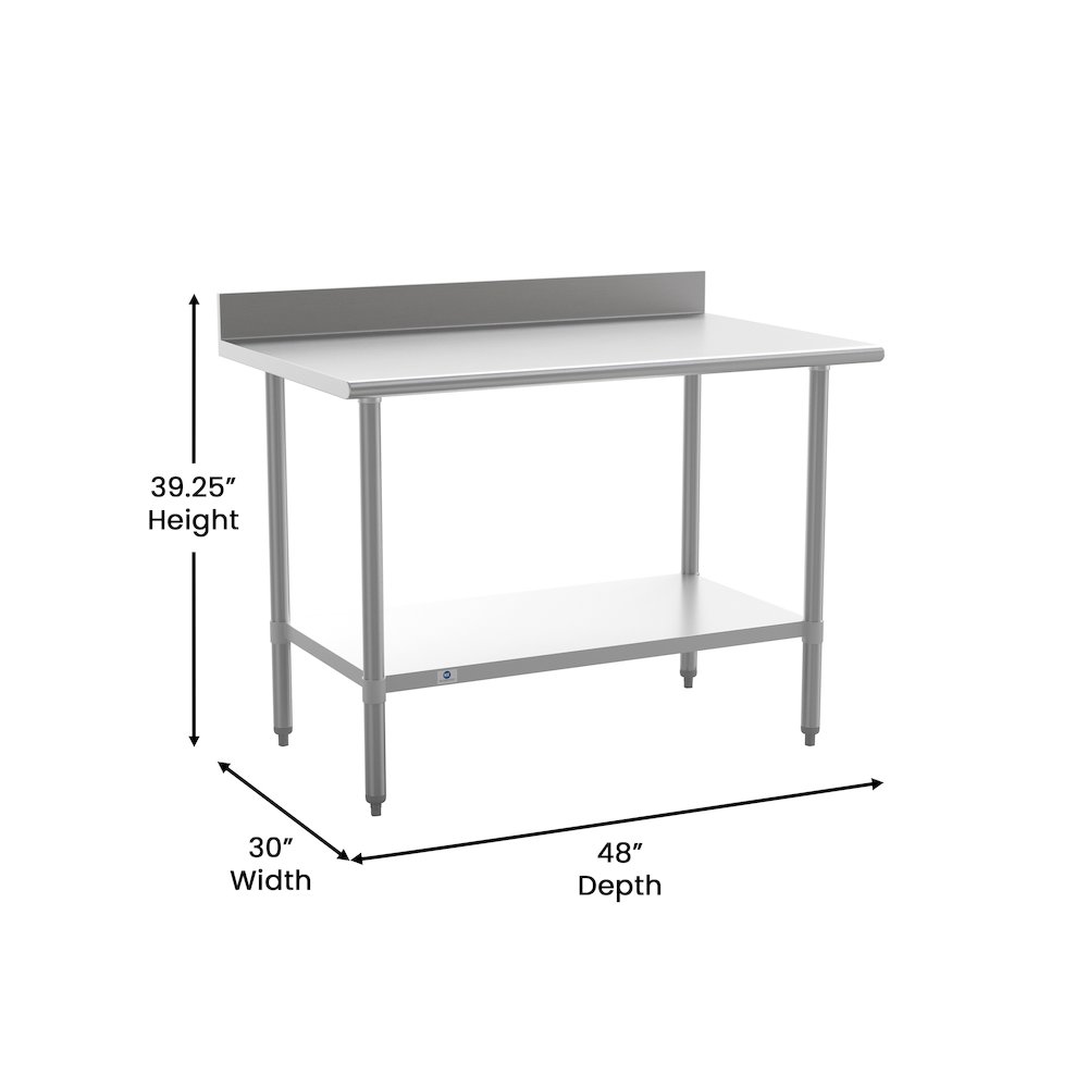 430 Stainless Steel 18 Gauge Kitchen Prep and Work Table, Stainless Steel. Picture 5