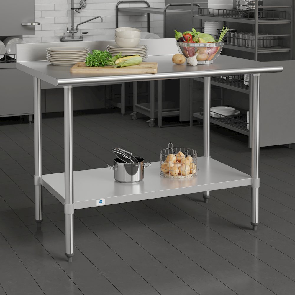 430 Stainless Steel 18 Gauge Kitchen Prep and Work Table, Stainless Steel. Picture 3