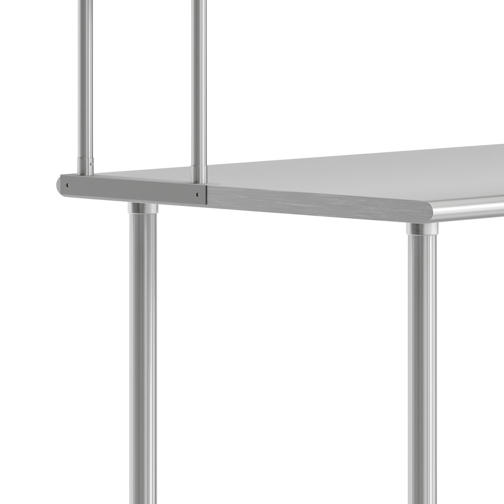 30x48 Portable Prep, Work Table with Top Shelf, Double Overshelves, Undershelf. Picture 6