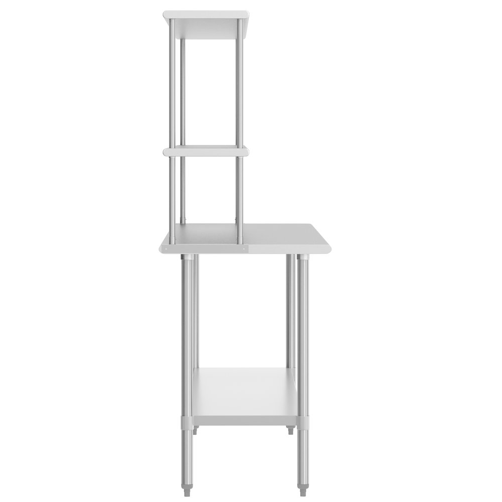 30x48 Portable Prep, Work Table with Top Shelf, Double Overshelves, Undershelf. Picture 7