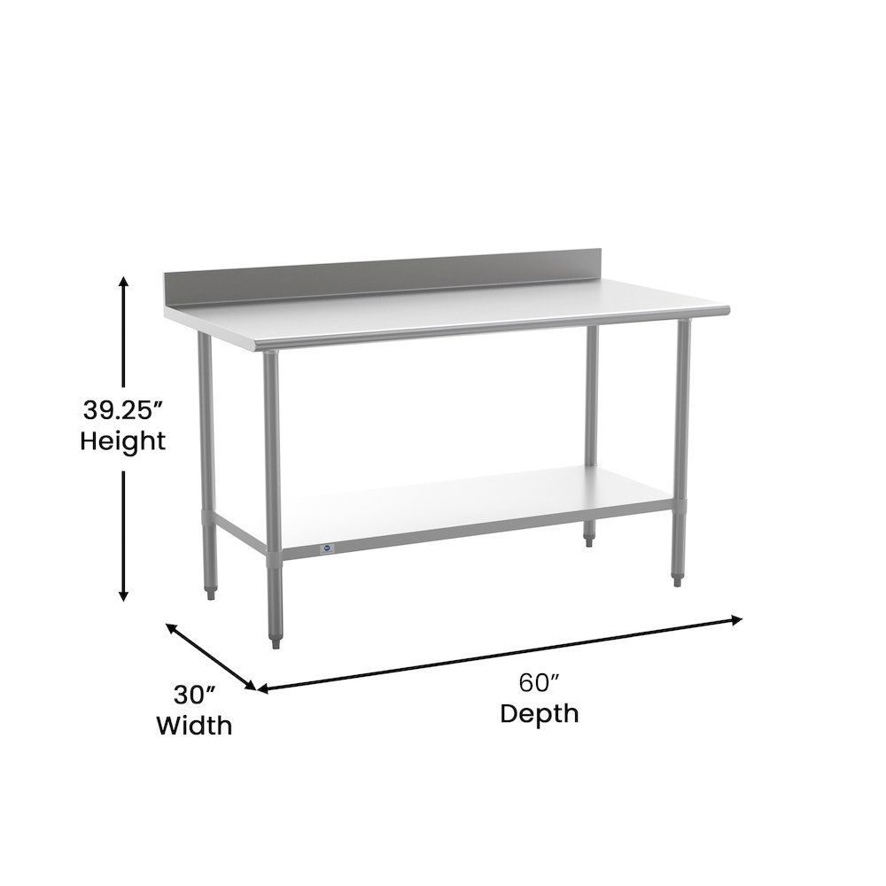 430 Stainless Steel 18 Gauge Kitchen Prep and Work Table, Stainless Steel. Picture 5