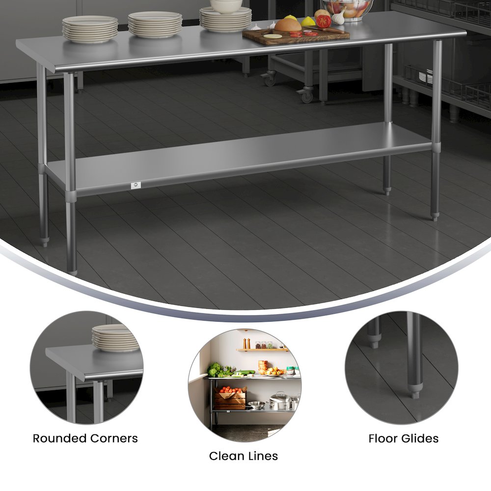 Stainless Steel 18  Gauge Prep and Work Table with Undershelf. Picture 5