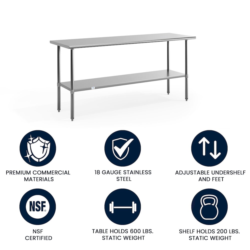 Stainless Steel 18  Gauge Prep and Work Table with Undershelf. Picture 4