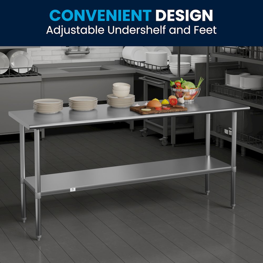 Stainless Steel 18  Gauge Prep and Work Table with Undershelf. Picture 8