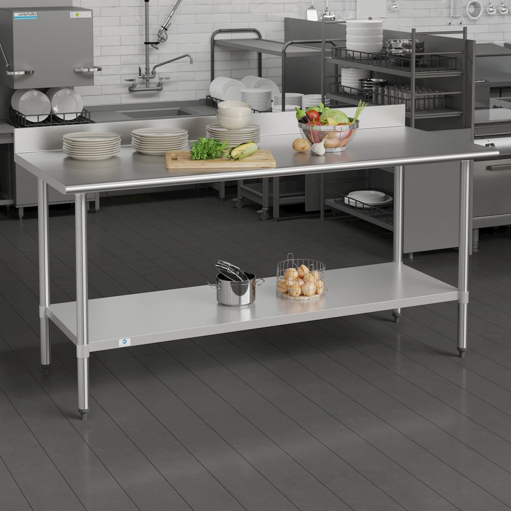 430 Stainless Steel 18 Gauge Kitchen Prep and Work Table, Stainless Steel. Picture 3