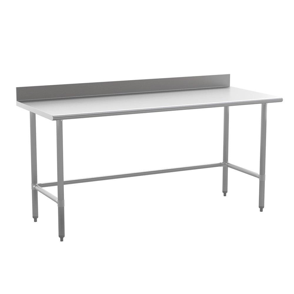 18 Gauge Open Base Kitchen Prep and Work Table with 4" Backsplash. Picture 1
