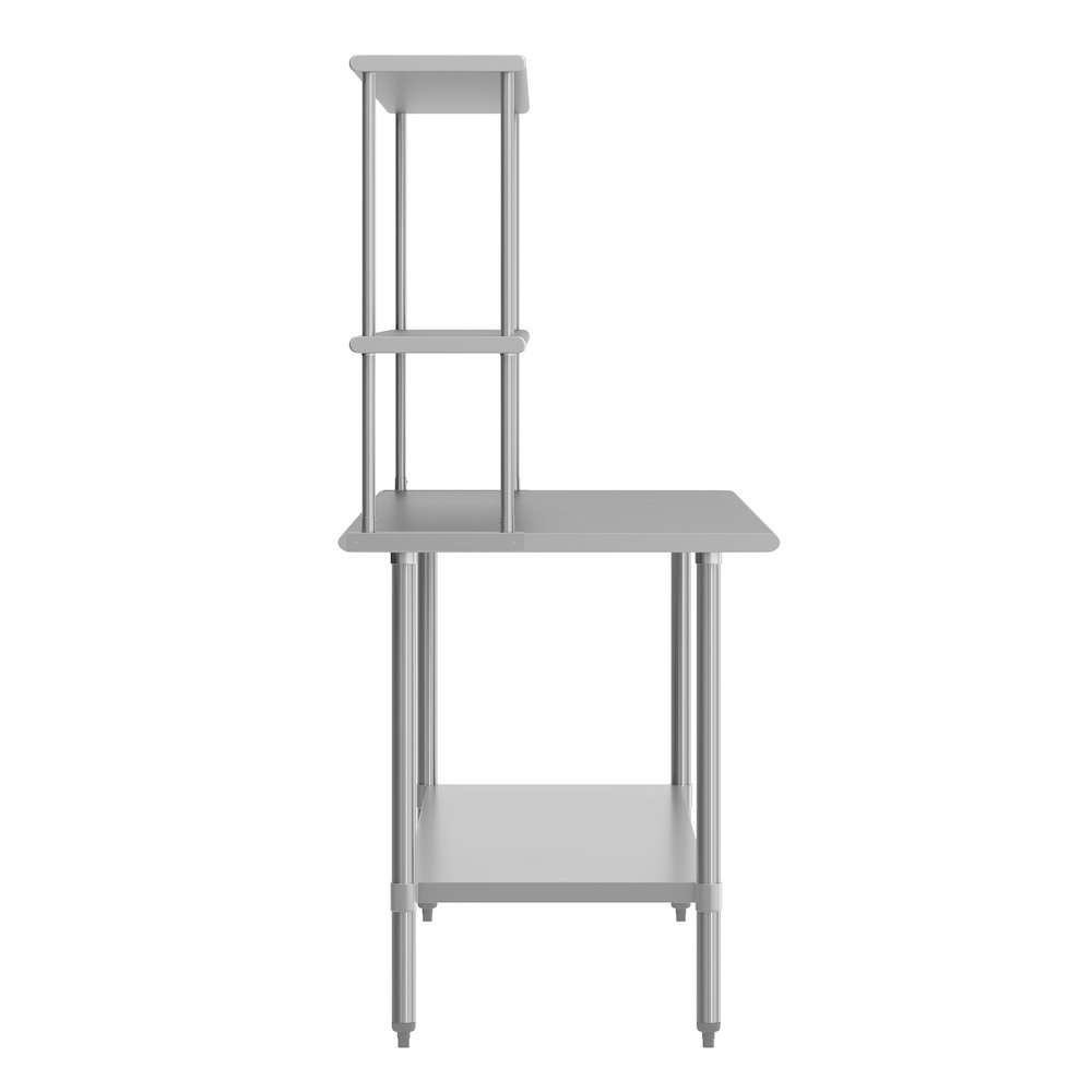 Portable Prep and Work Table with Top Shelf, Double Overshelves and Undershelf. Picture 8