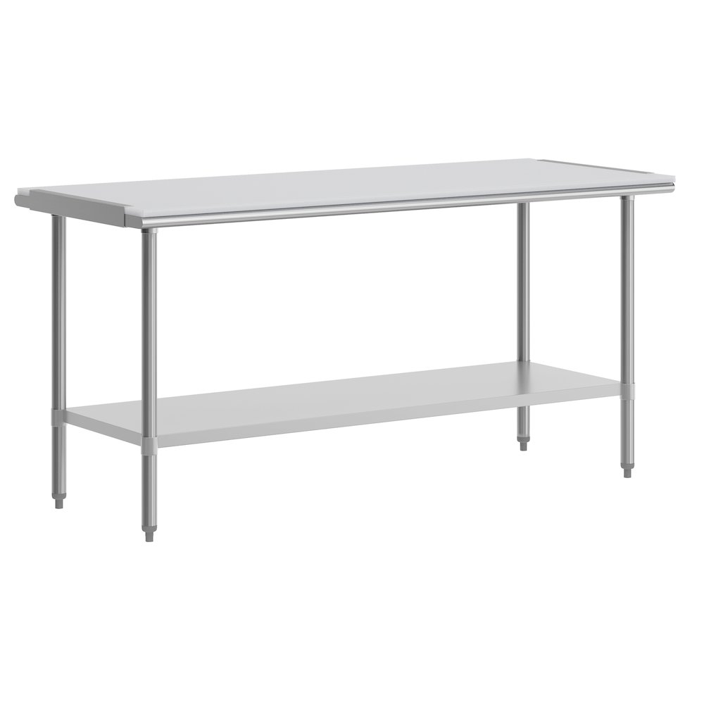 Portable Prep and Work Table with Top Shelf with Poly Cutting Board,Undershelf. Picture 1