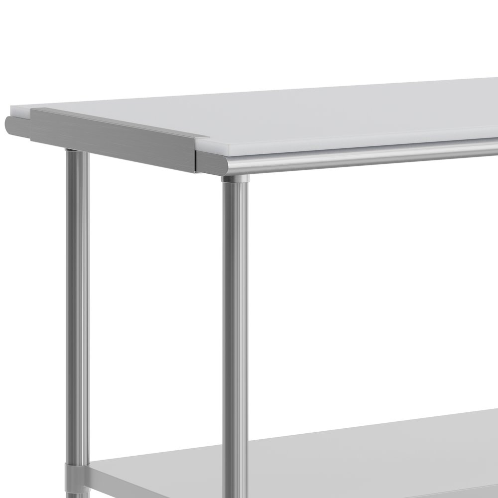 Portable Prep and Work Table with Top Shelf with Poly Cutting Board,Undershelf. Picture 7