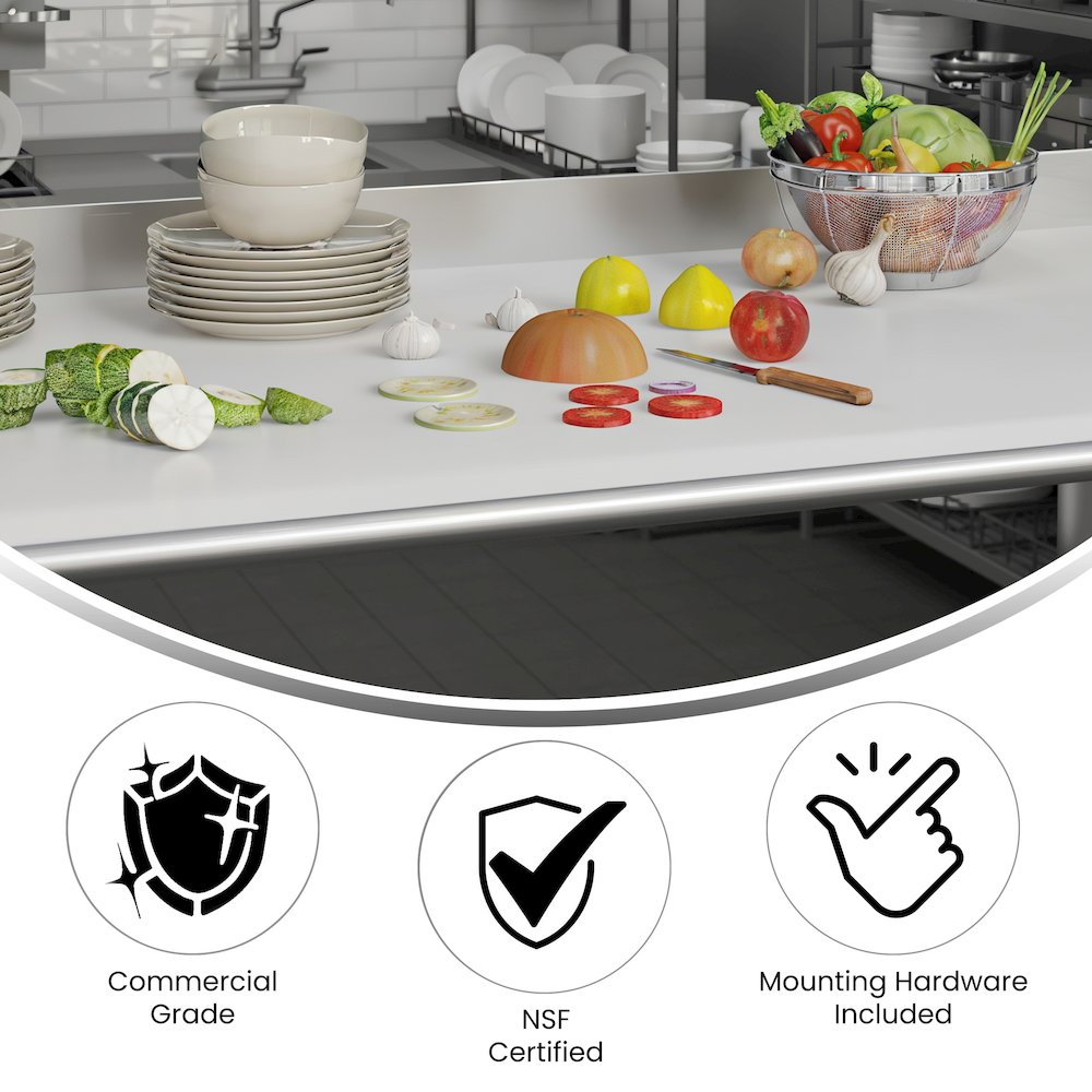 High-Pressure 0.75" Thick Poly Top Cutting Board with Brackets. Picture 4