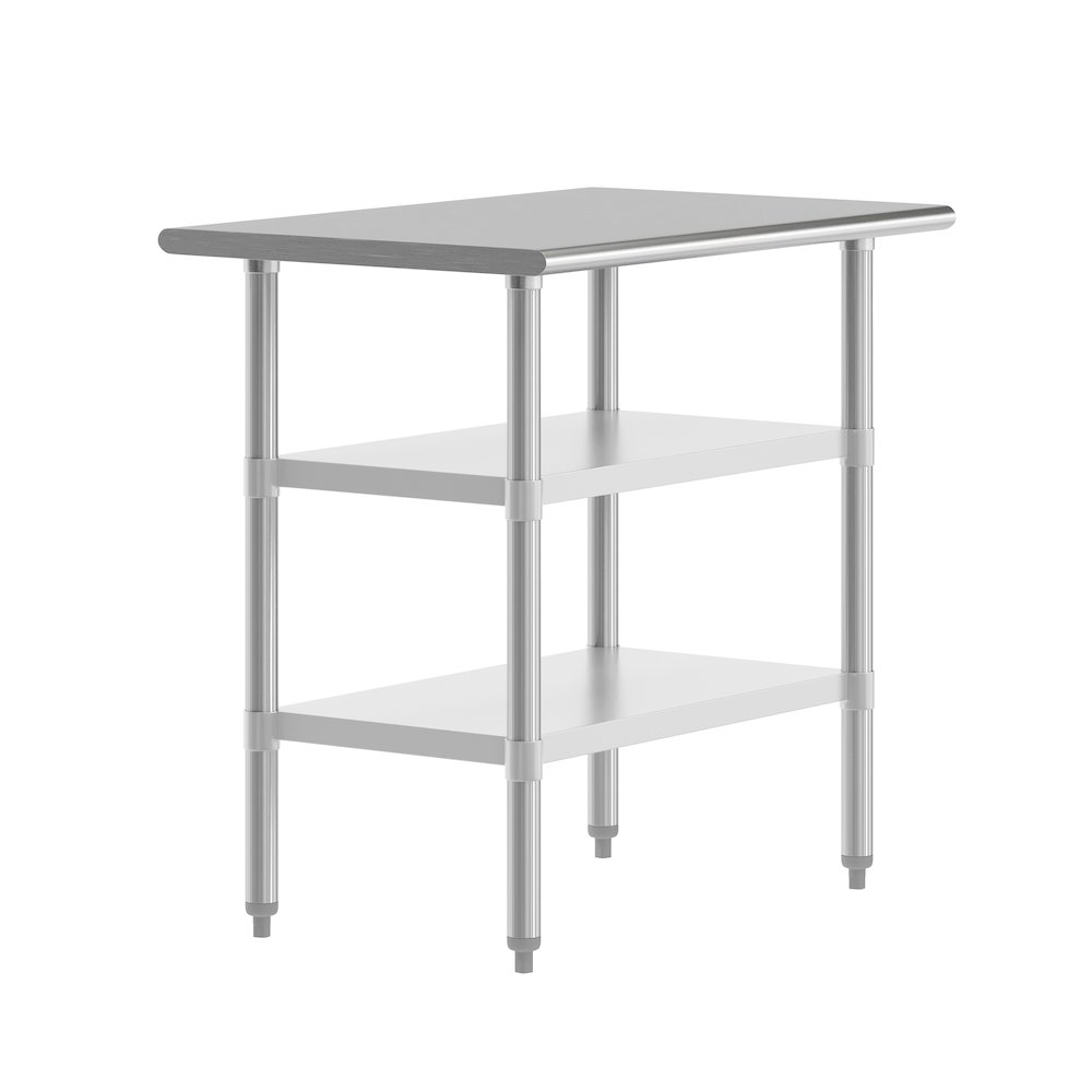 24x36 Portable Prep and Work Table with Top Shelf and 2 Adjustable Undershelves. Picture 1