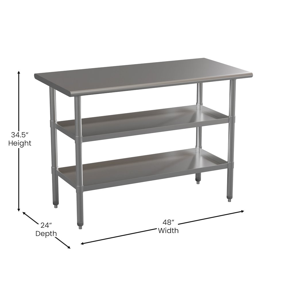 Stainless Steel 18 Gauge Work Table with 2 Undershelves. Picture 5