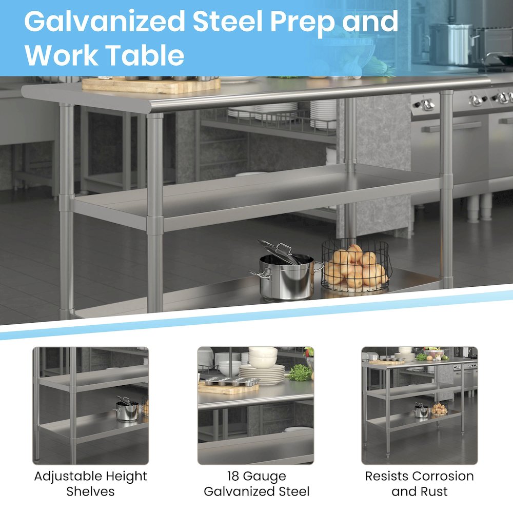 Stainless Steel 18 Gauge Work Table with 2 Undershelves. Picture 4