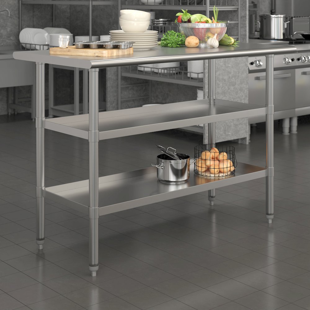 Stainless Steel 18 Gauge Work Table with 2 Undershelves. Picture 2