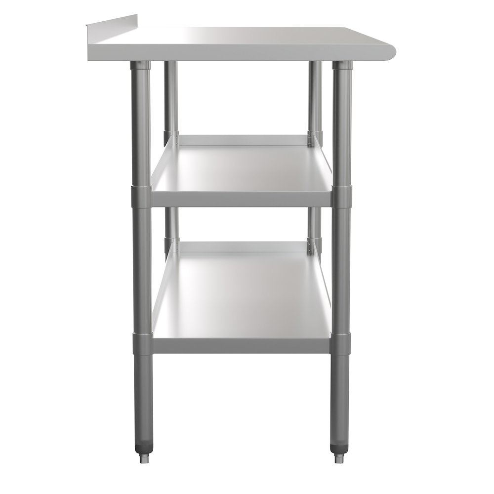 Stainless Steel 18 Gauge Work Table with 1.5" Backsplash and 2 Undershelves. Picture 7