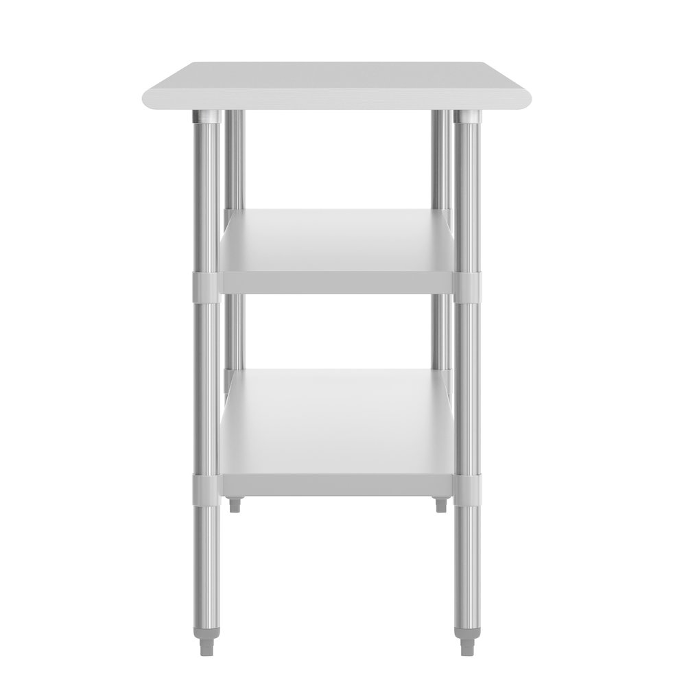 24x72 Portable Prep and Work Table with Top Shelf and 2 Adjustable Undershelves. Picture 6