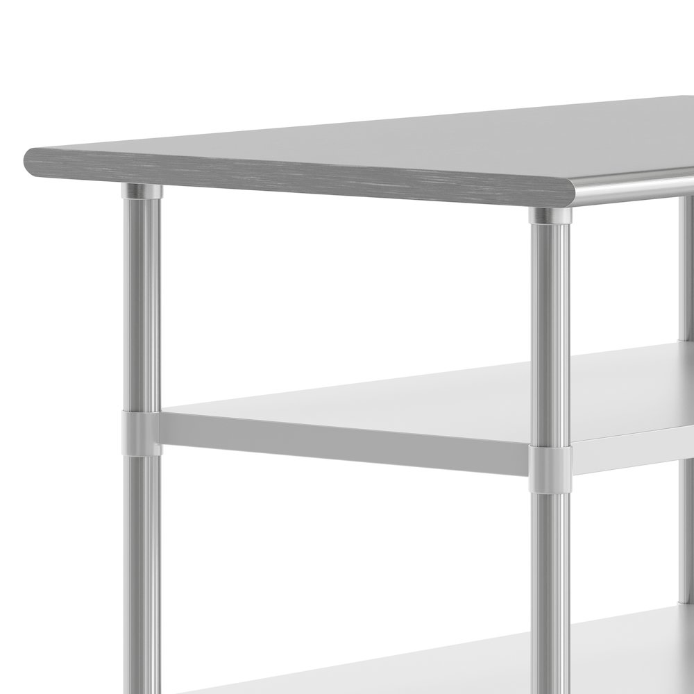 30x48 Portable Prep and Work Table with Top Shelf and 2 Adjustable Undershelves. Picture 5