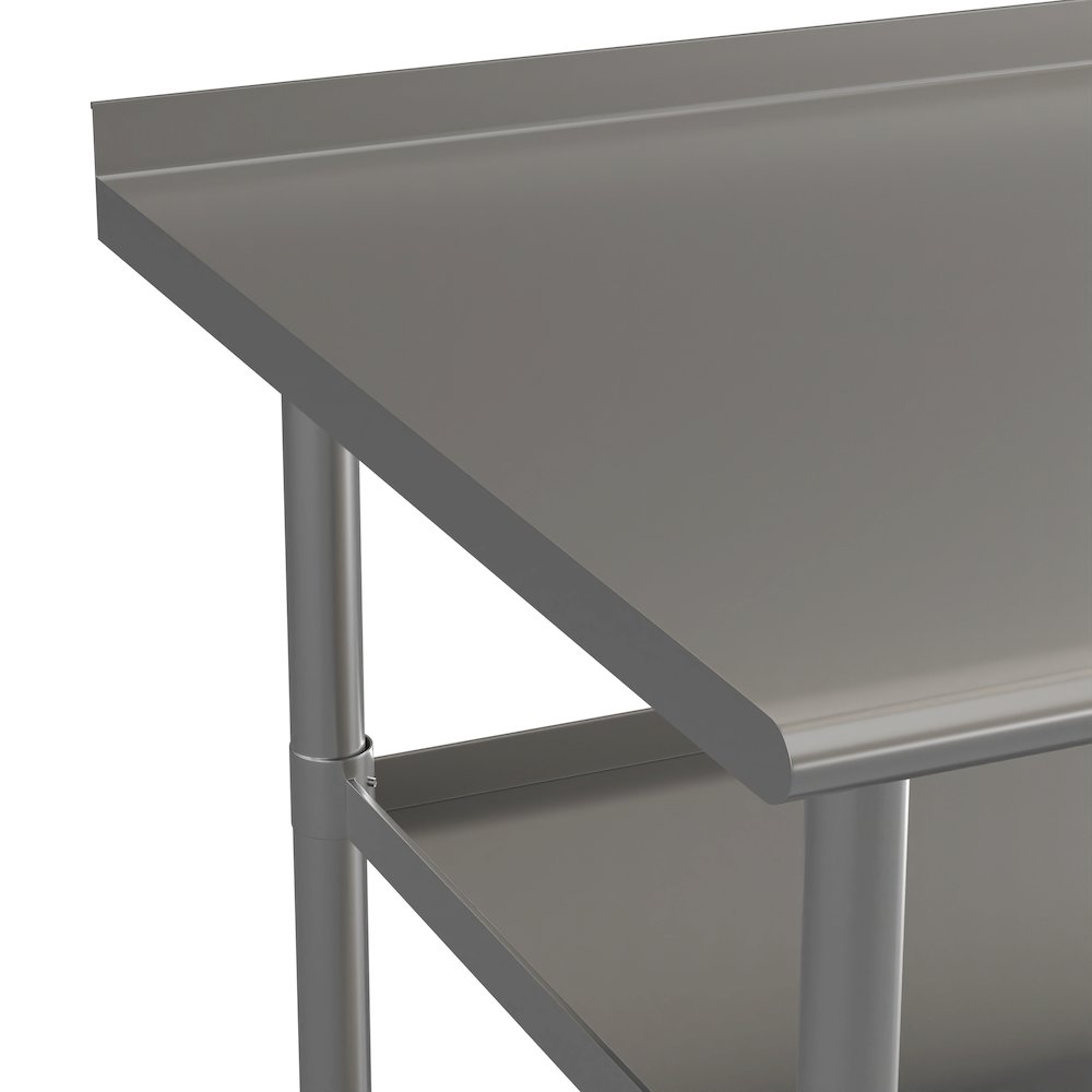 l Stainless Steel 18 Gauge Work Table with 1.5" Backsplash and 2 Undershelves. Picture 6