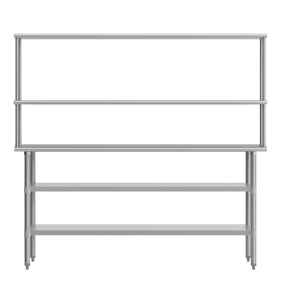 Reader Portable Prep and Work Table with Top Shelf and Double Overshelves. Picture 6