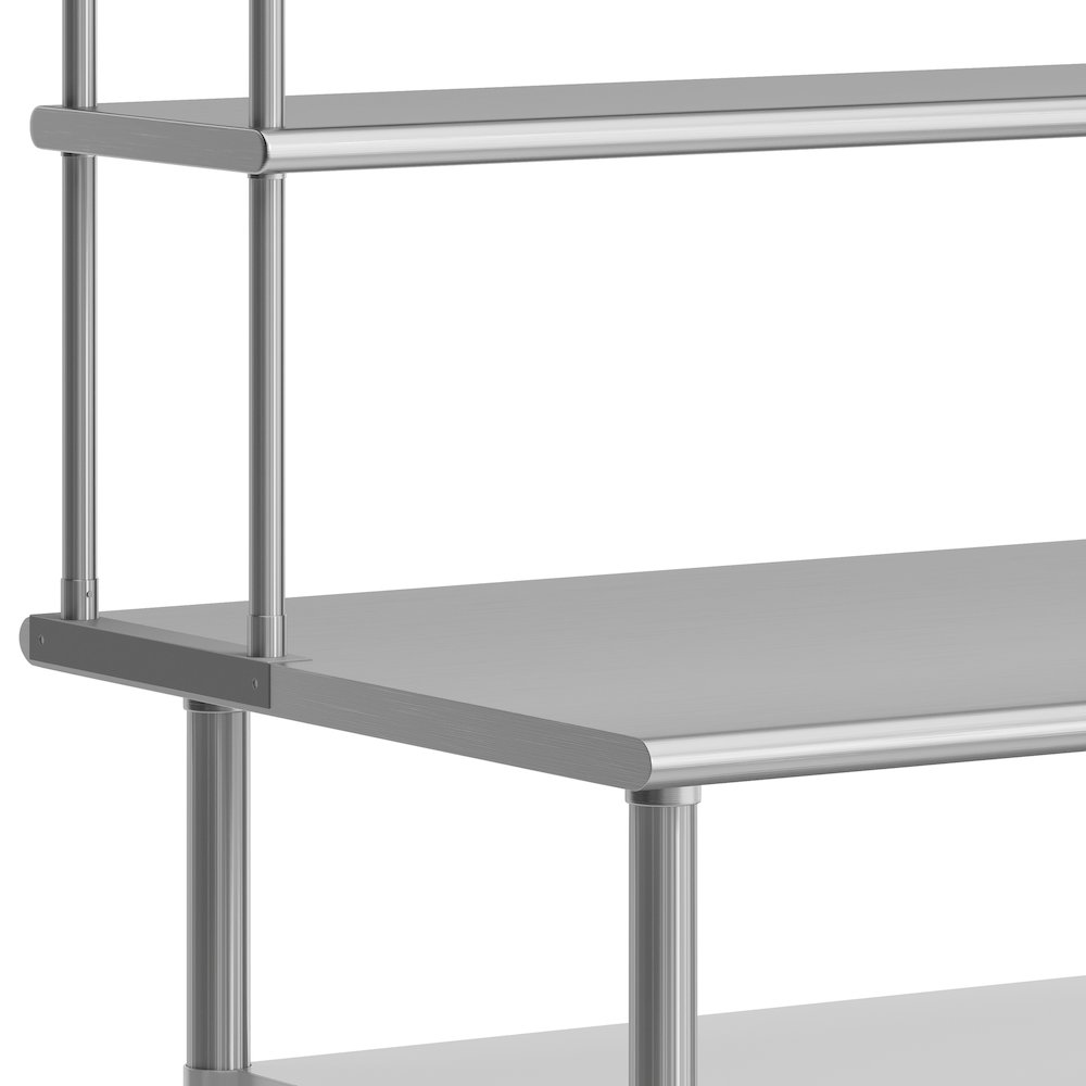 Reader Portable Prep and Work Table with Top Shelf and Double Overshelves. Picture 7