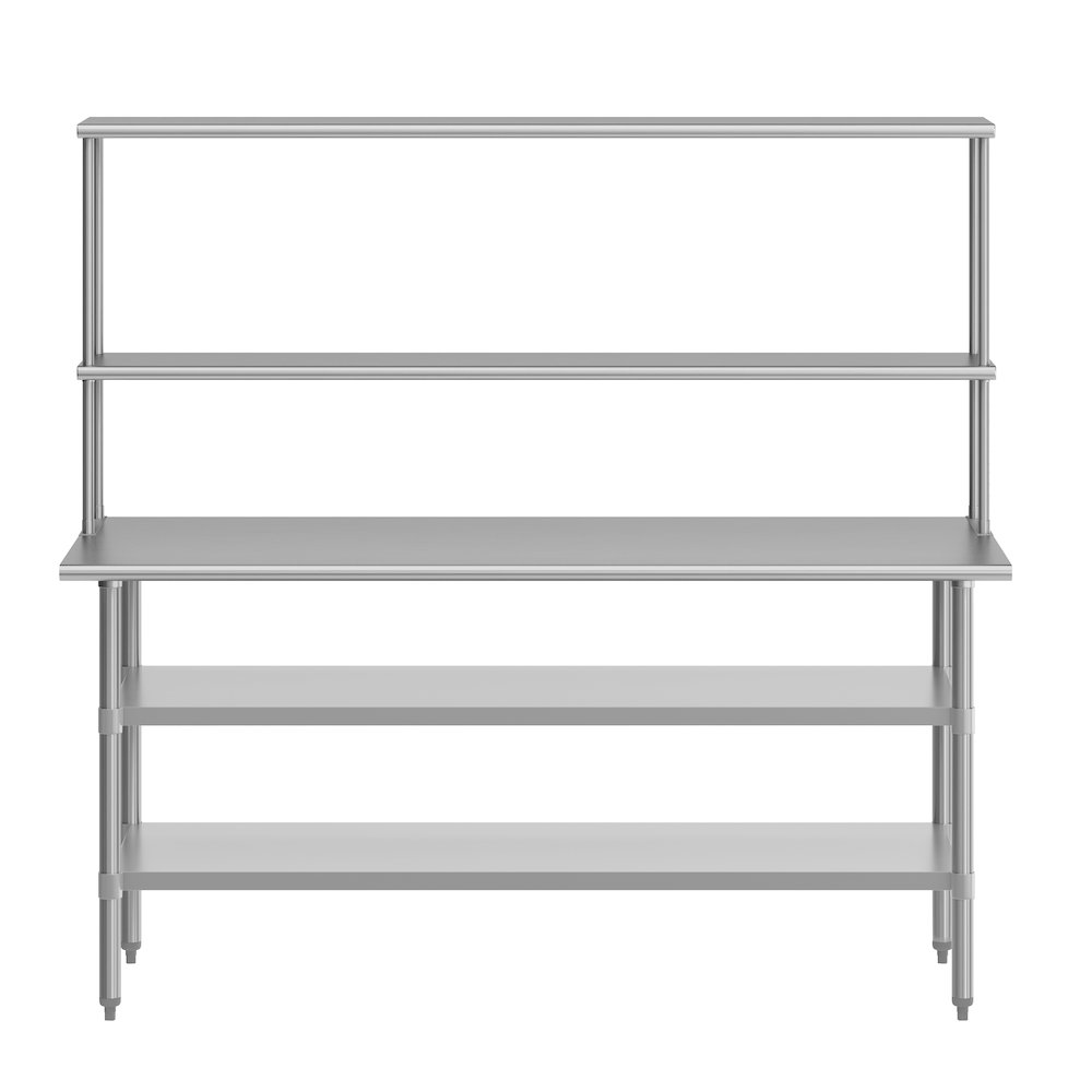 Reader Portable Prep and Work Table with Top Shelf and Double Overshelves. Picture 9