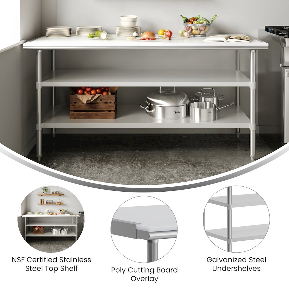 Reader Portable Prep and Work Table with Top Shelf with Poly Cutting Board. Picture 4