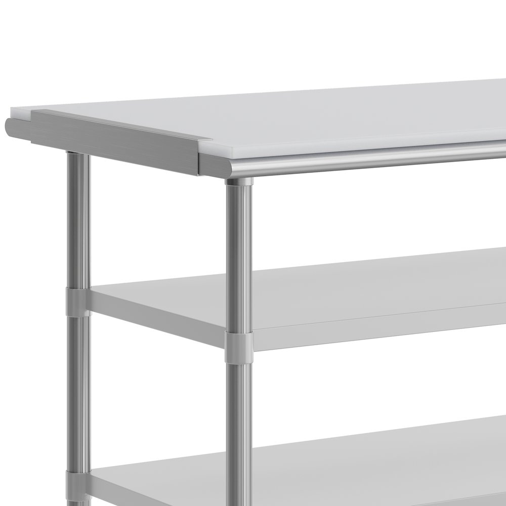 Reader Portable Prep and Work Table with Top Shelf with Poly Cutting Board. Picture 7