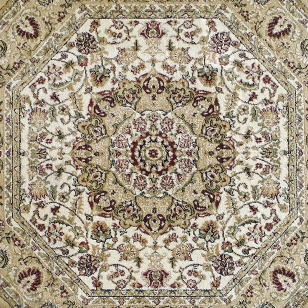 Medallion Motif 7' x 7' Octagonal Area Rug for Living Room or Bedroom. Picture 7