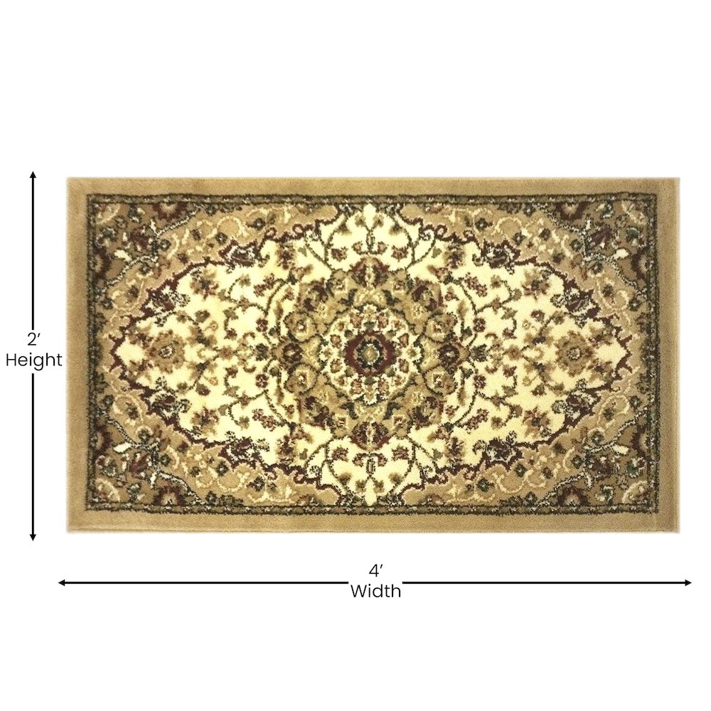 Medallion Motif 2' x 3' Area Rug for Living Room or Bedroom. Picture 4
