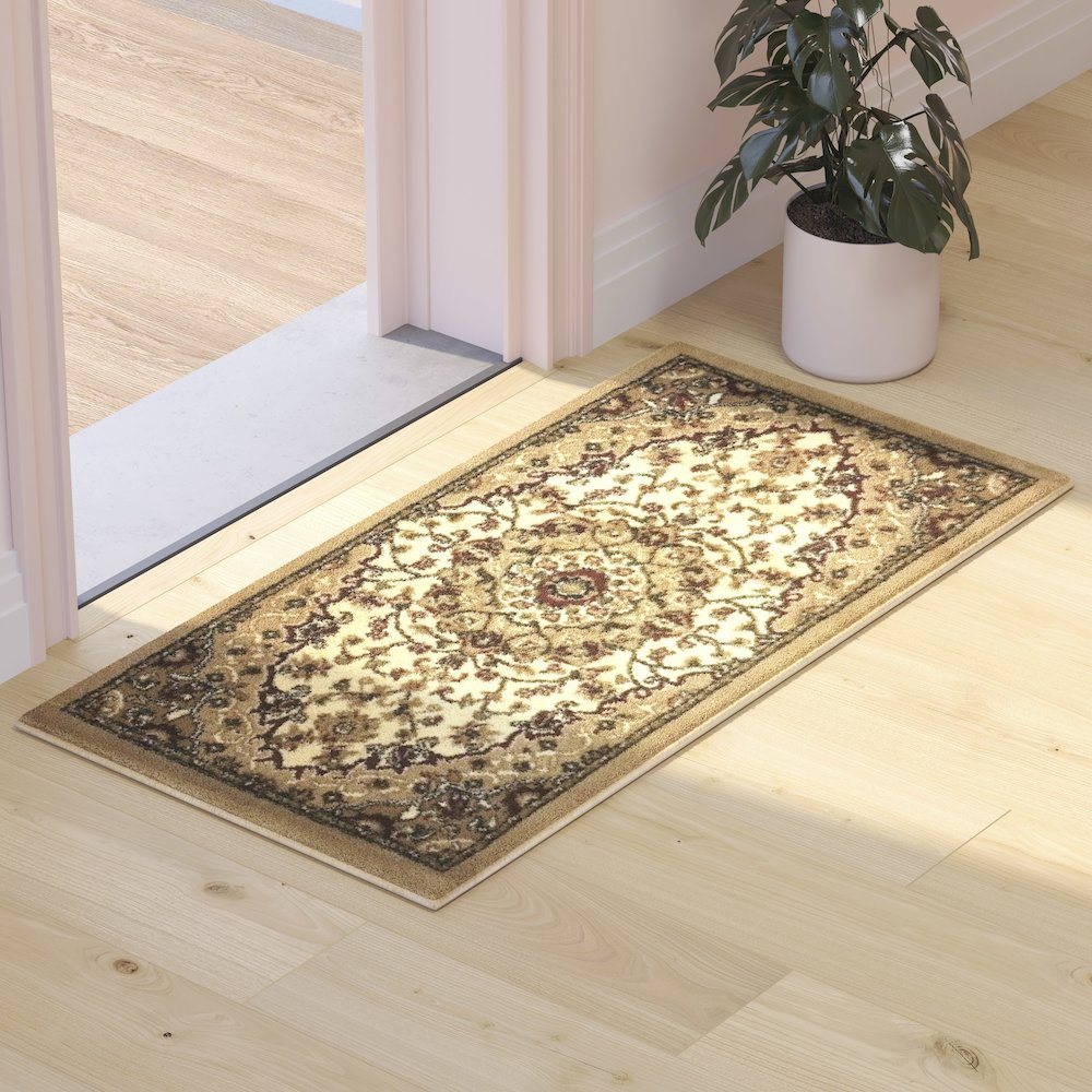 Medallion Motif 2' x 3' Area Rug for Living Room or Bedroom. Picture 5