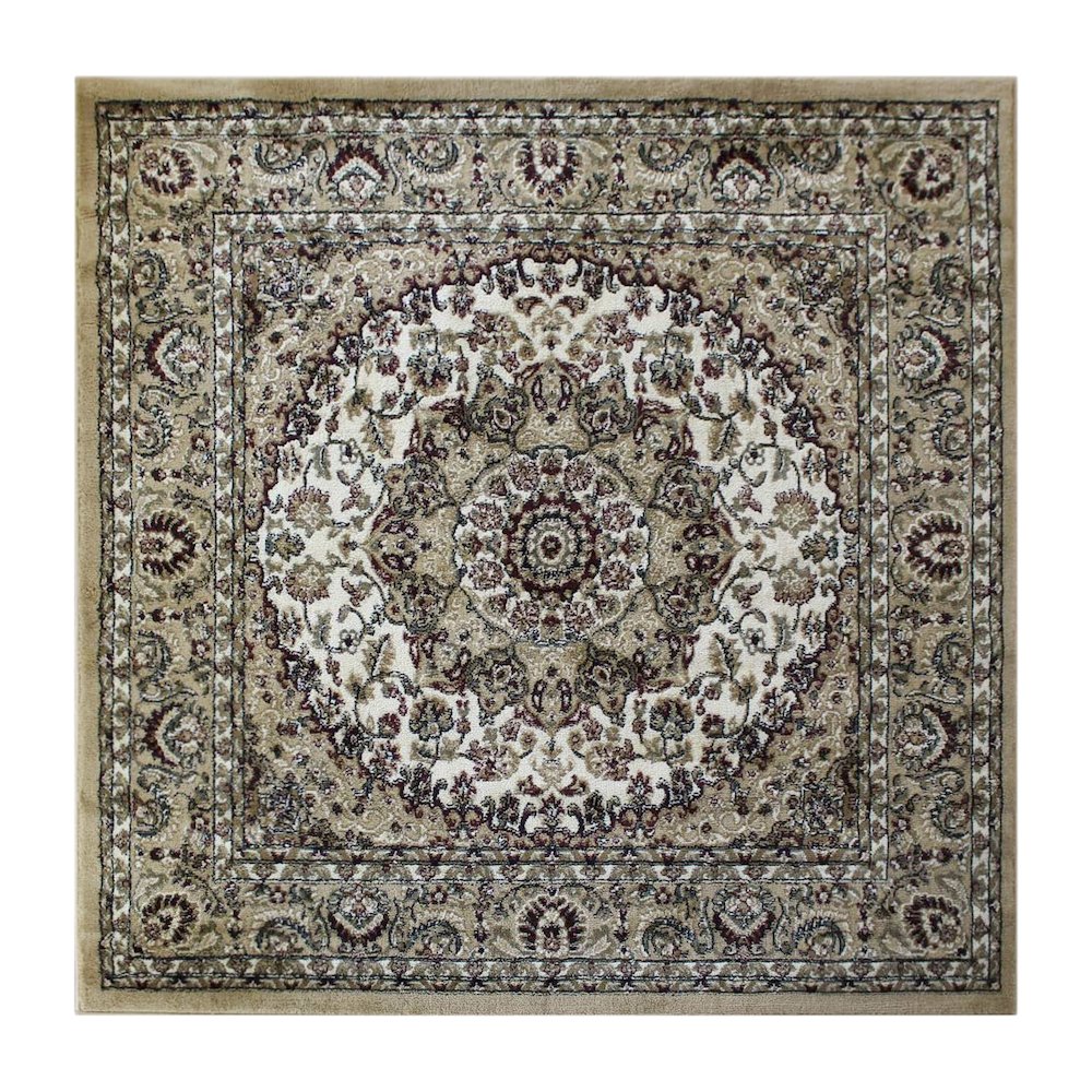 Medallion Motif 7' x 7' Square Area Rug for Living Room or Bedroom. Picture 1