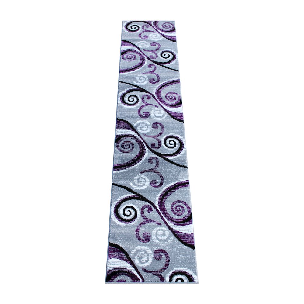 2' x 11' Purple Abstract Area Rug - Olefin Rug with Jute Backing. Picture 1