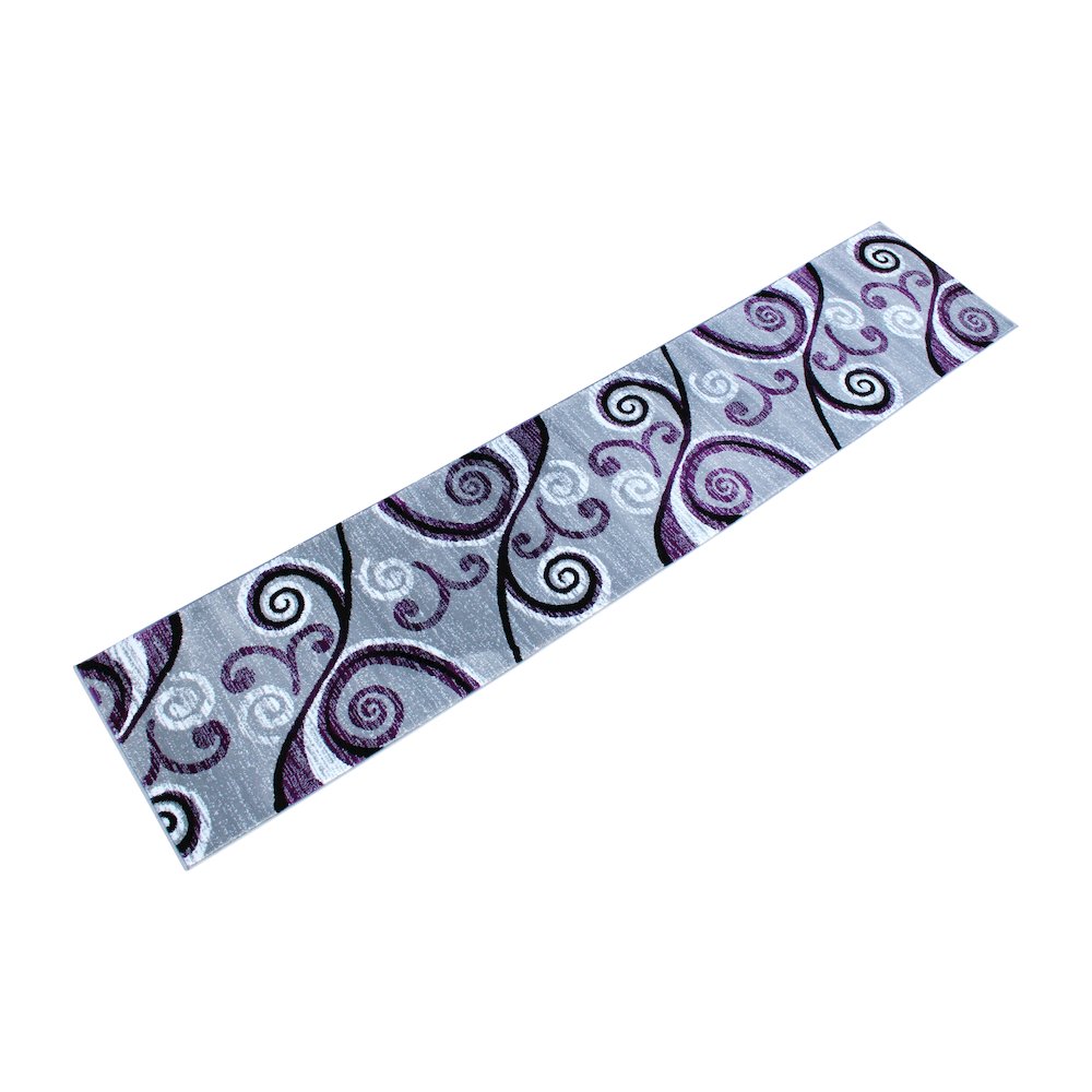 2' x 11' Purple Abstract Area Rug - Olefin Rug with Jute Backing. Picture 5