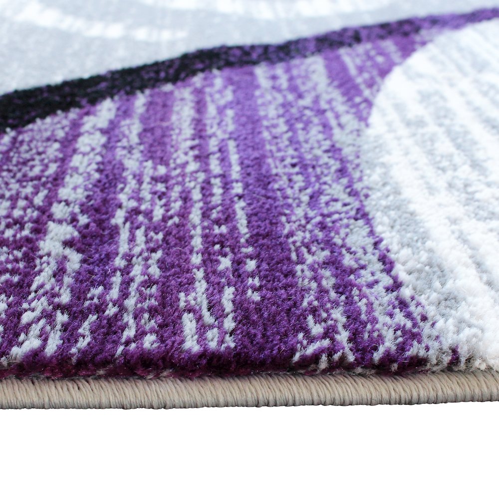 5' x 7' Purple Abstract Area Rug - Olefin Rug with Jute Backing. Picture 6