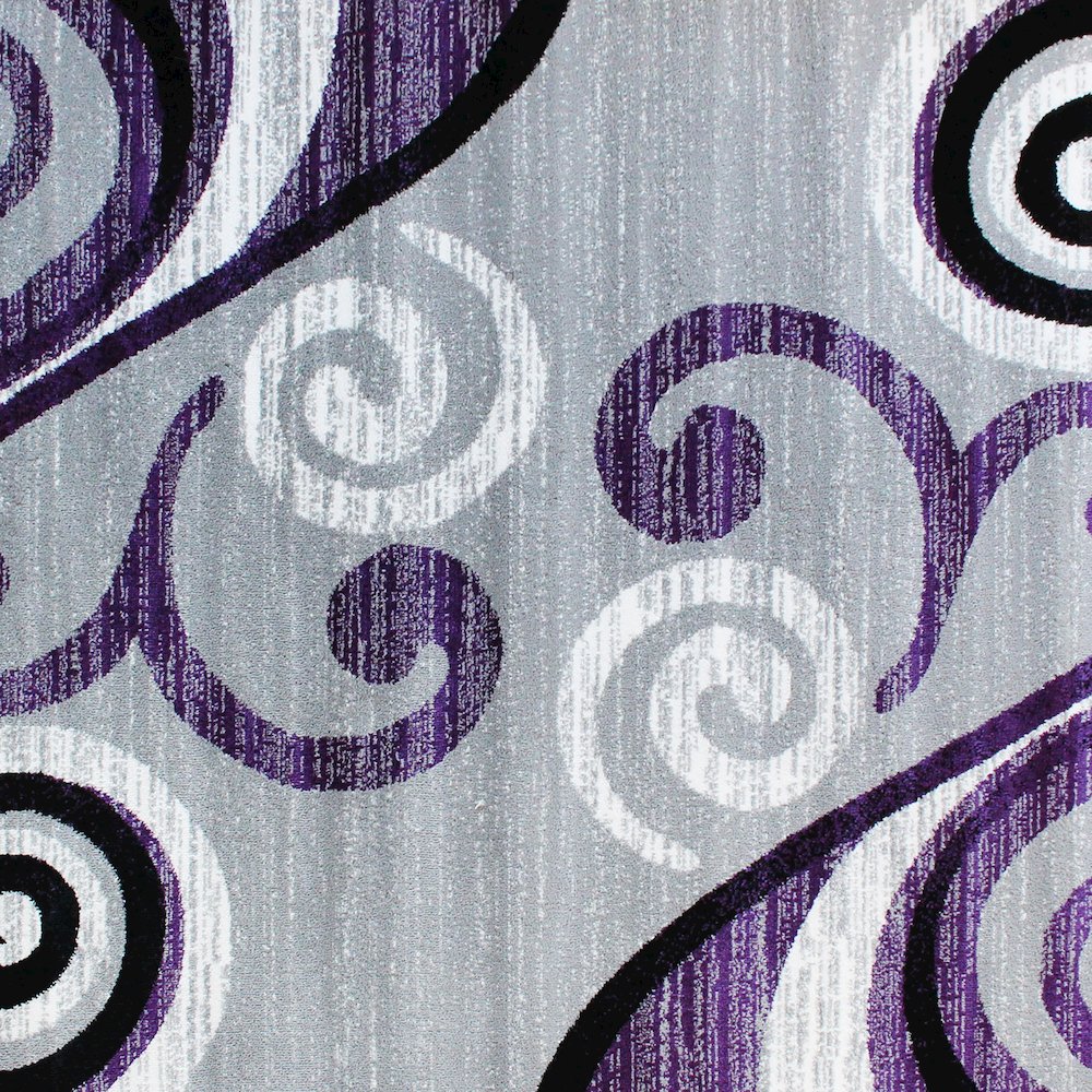 5' x 7' Purple Abstract Area Rug - Olefin Rug with Jute Backing. Picture 7