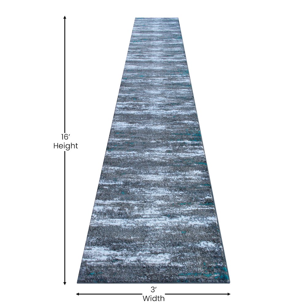 3' x 16' Distressed Gray Olefin Area Rug for Entryway, Living Room, Bedroom. Picture 4