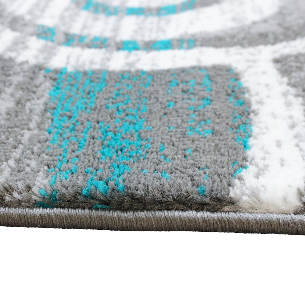 2' x 7' Turquoise Swirl Olefin Area Rug for Entryway, Living Room, Bedroom. Picture 5