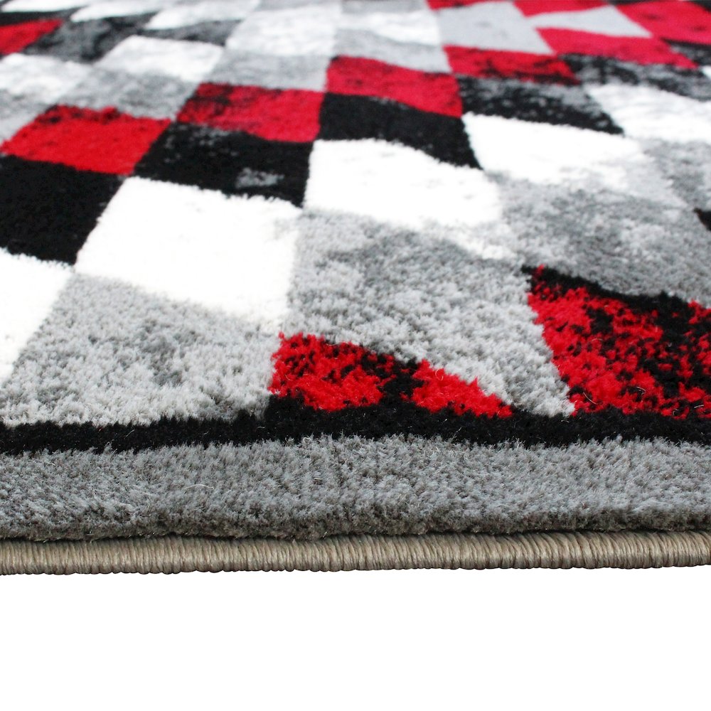 Southwestern 5' x 7' Red Area Rug - Olefin Rug with Jute Backing. Picture 6