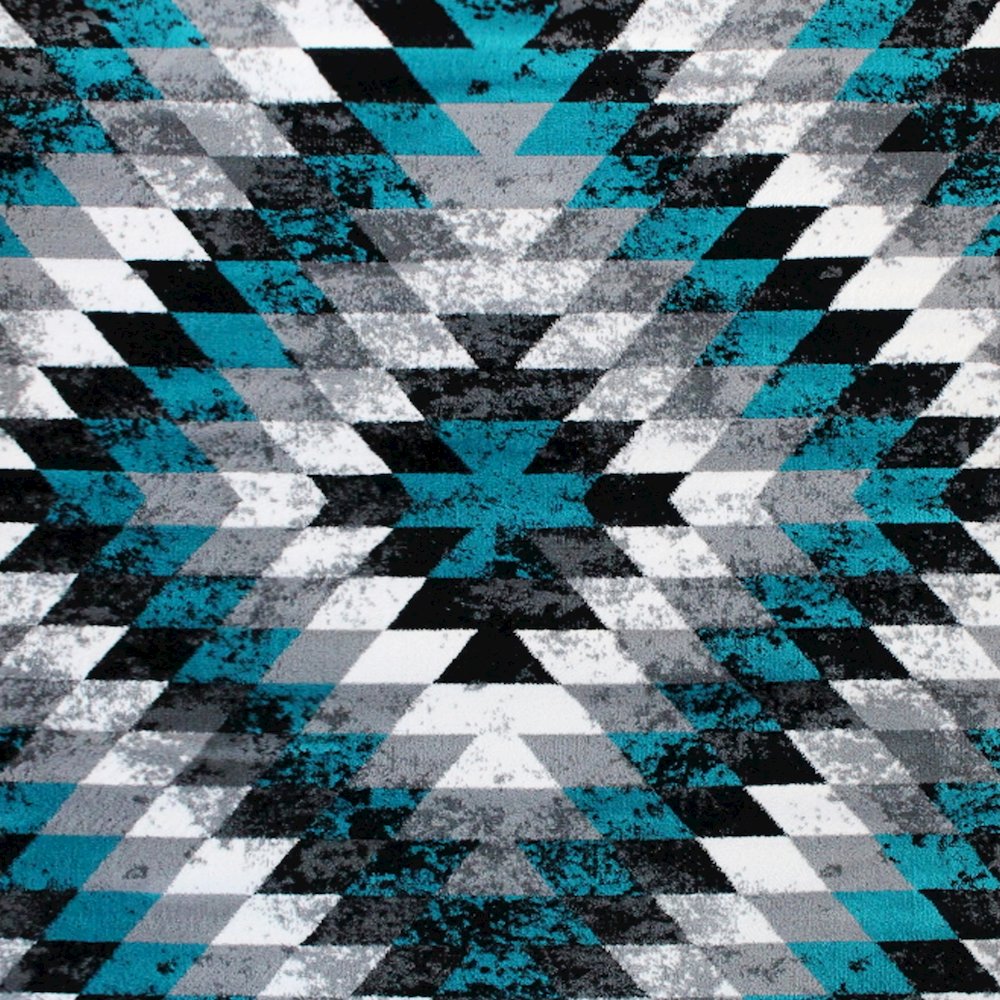 Southwestern 8' x 10' Turquoise Area Rug - Olefin Rug with Jute Backing. Picture 7