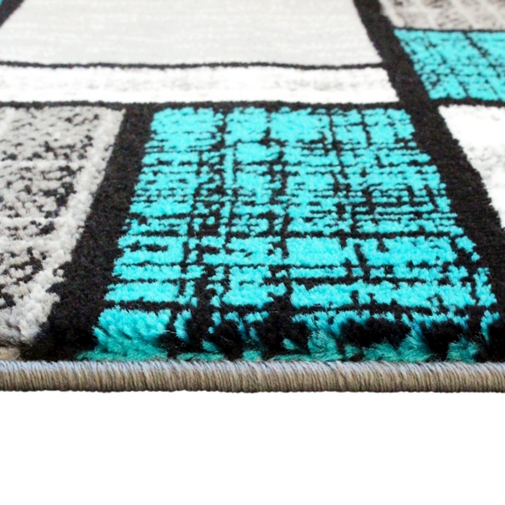 2' x 11' Turquoise Color Bricked Olefin Area Rug. Picture 5