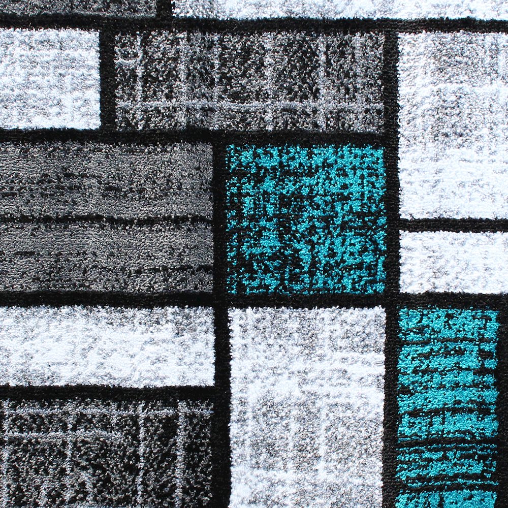 2' x 11' Turquoise Color Bricked Olefin Area Rug. Picture 6